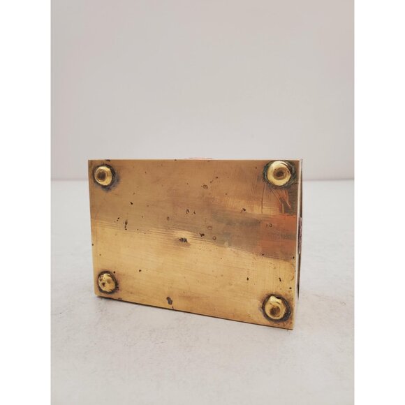 Vintage brass Wood Lined Humidor Small Storage Box Stash Box Trinket Box Retro - Picture 8 of 10